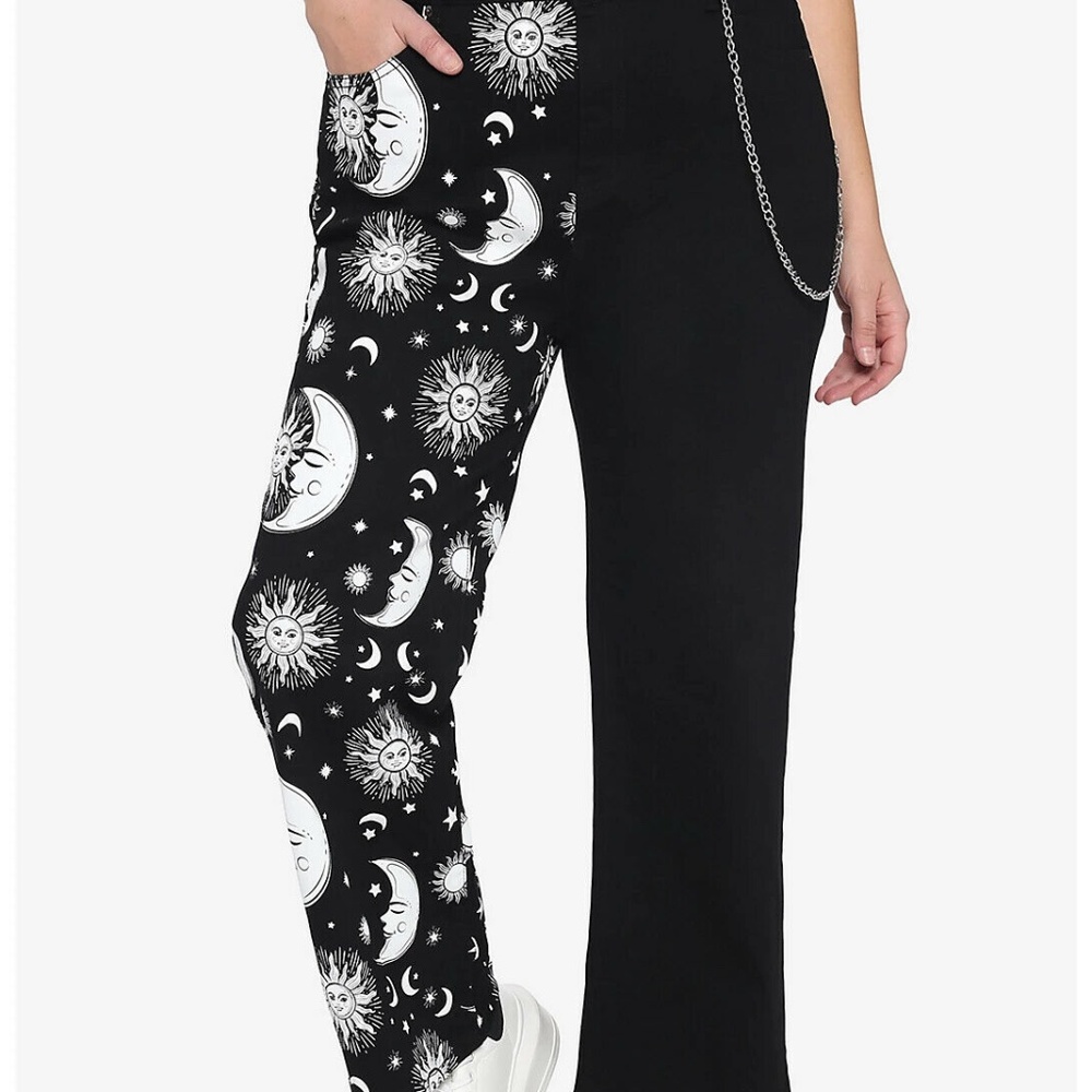 Hot Topic Black Celestial Split Straight Leg Jean… - image 1